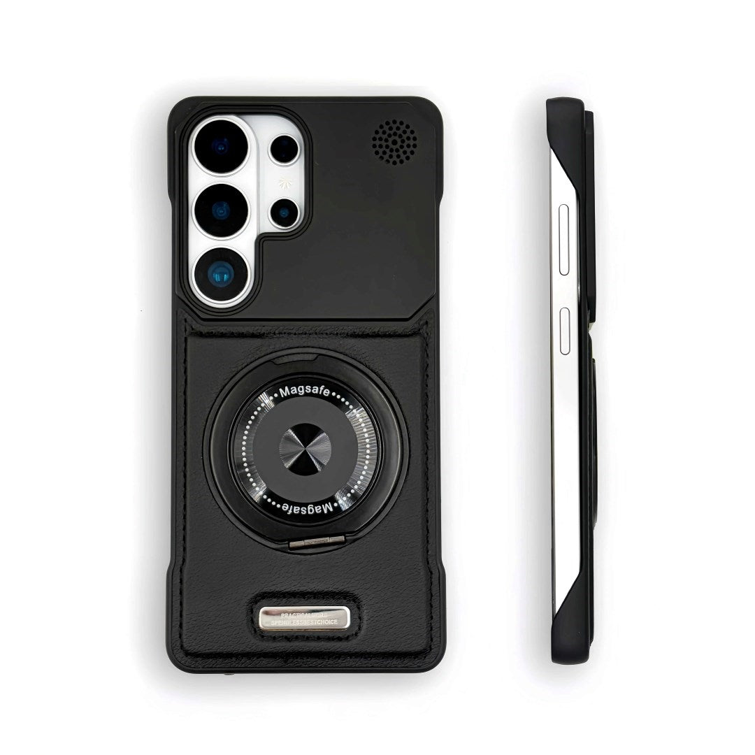 YUNKEY Samsung Semi-Enclosed Magnetic Phone Case with Rotating Stand