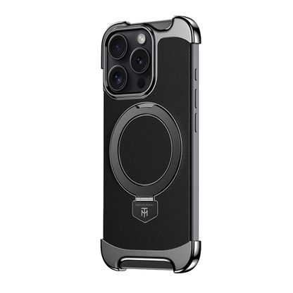 YUNKEY Magnetic Leather iPhone Case with Built-in Metal Stand