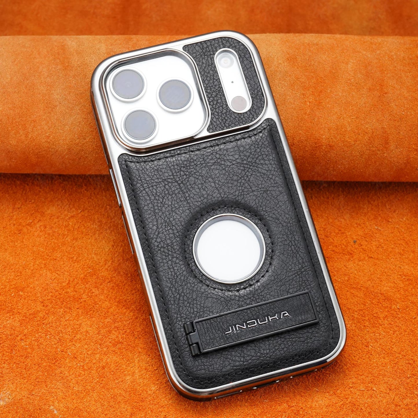 Learther iPhone Case With Stand For iPhone 17 Series Black | PE260081