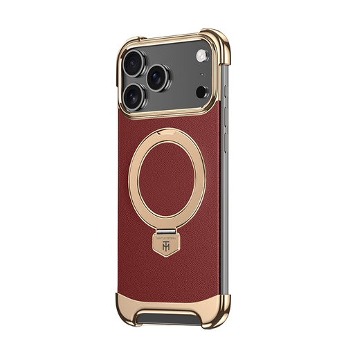 YUNKEY Magnetic Leather iPhone Case with Built-in Metal Stand