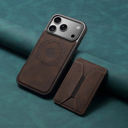 Leather Wallet iPhone Case  Magnetic Leather Card Holder Design (Brown)  | PE260072
