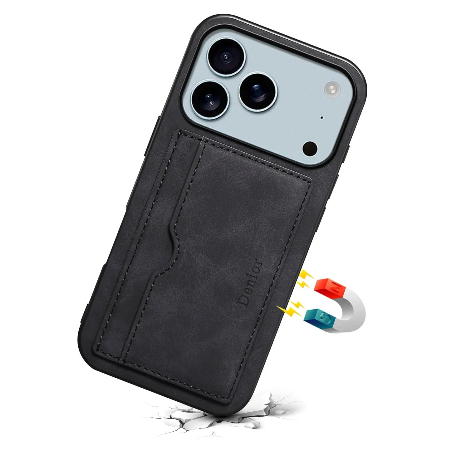 Leather Phone Case with Card Holder for iPhone (Black)  | PE260061
