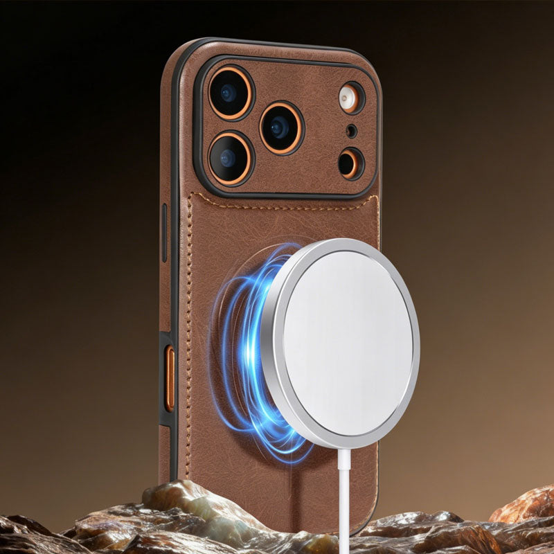 Leather Magsafe iPhone Case For iPhone 17 Series Coffee | PE260082