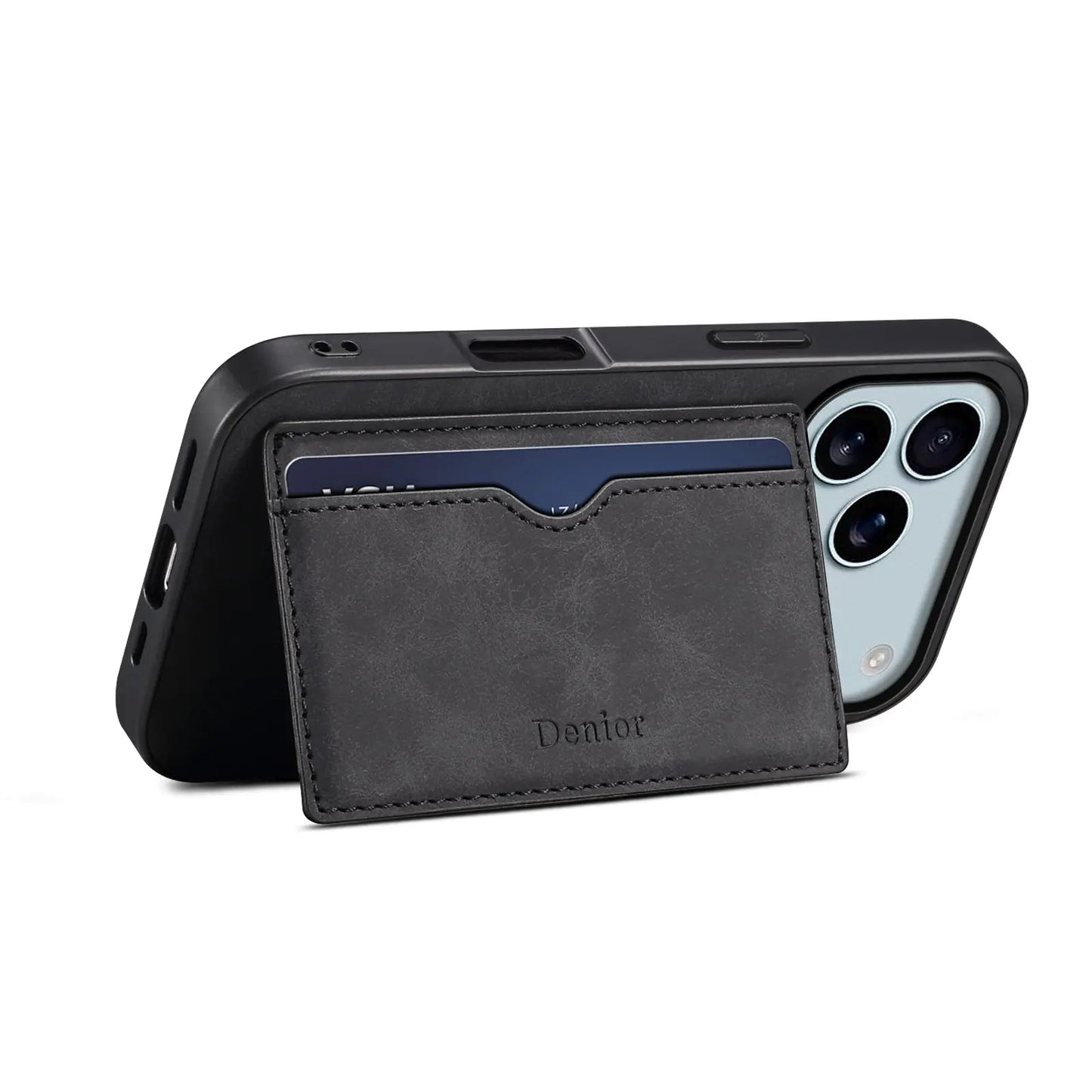 Leather Phone Case with Card Holder for iPhone (Black)  | PE260061