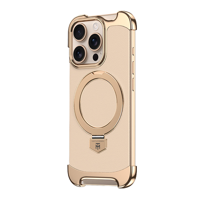 YUNKEY Magnetic Leather iPhone Case with Built-in Metal Stand