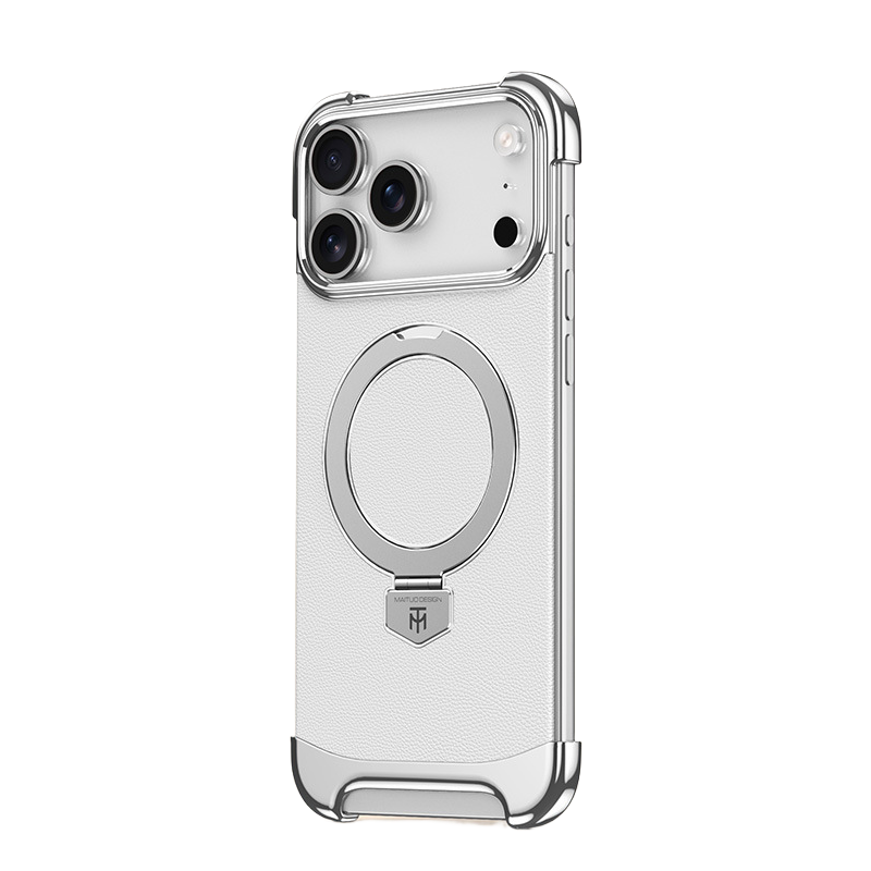 YUNKEY Magnetic Leather iPhone Case with Built-in Metal Stand