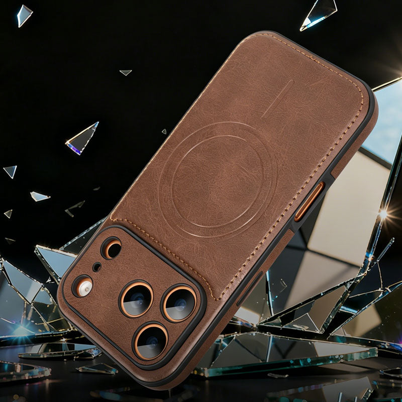 Leather Magsafe iPhone Case For iPhone 17 Series Coffee | PE260082