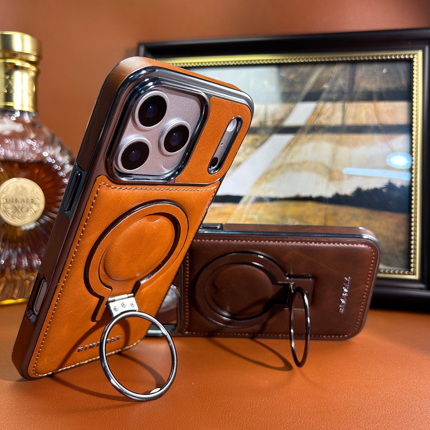 Leather Magsafe iPhone Case With Stand  For iPhone 17 Series Brown | PE260079