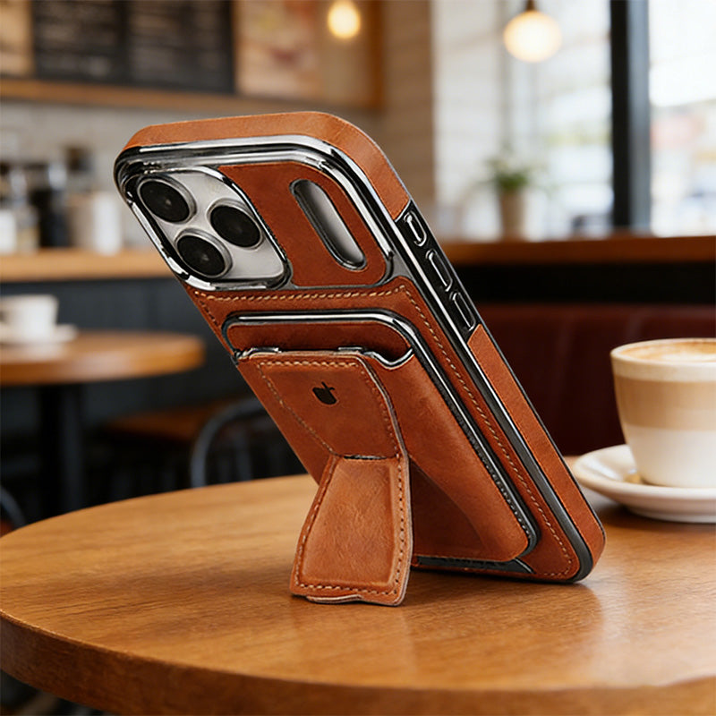 KIMOW Leather Phone Case With Card Holder For iPhone