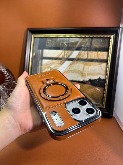 Leather Magsafe iPhone Case With Stand  For iPhone 17 Series Brown | PE260079