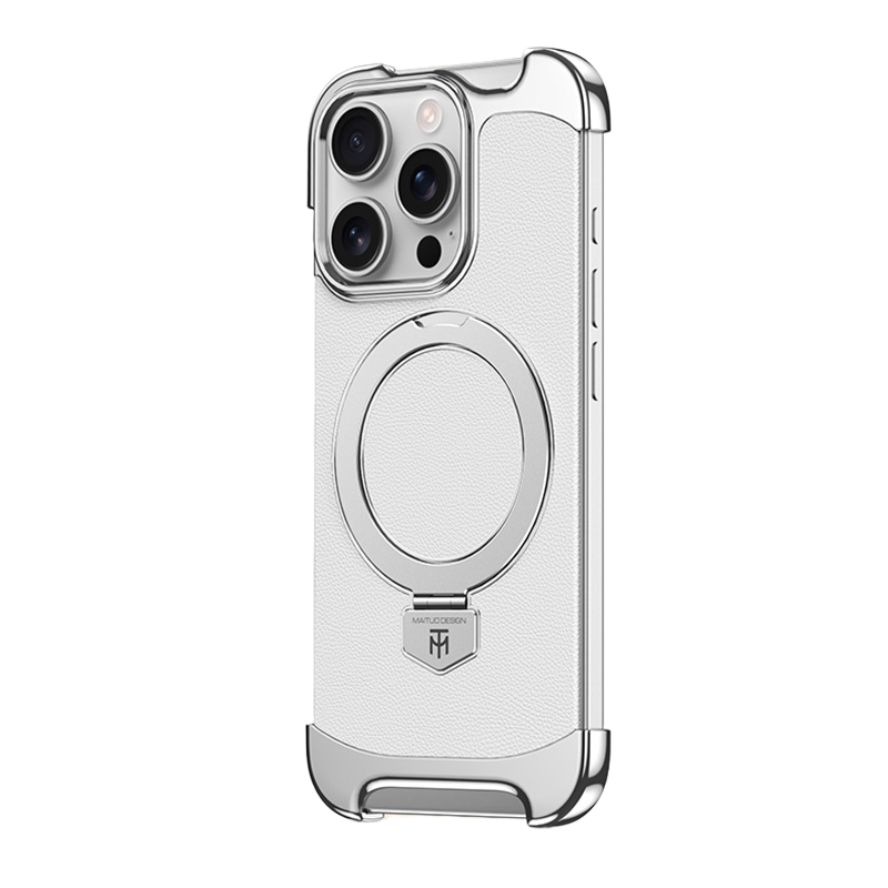 YUNKEY Magnetic Leather iPhone Case with Built-in Metal Stand