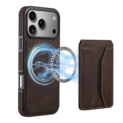 Leather Wallet iPhone Case  Magnetic Leather Card Holder Design (Brown)  | PE260072
