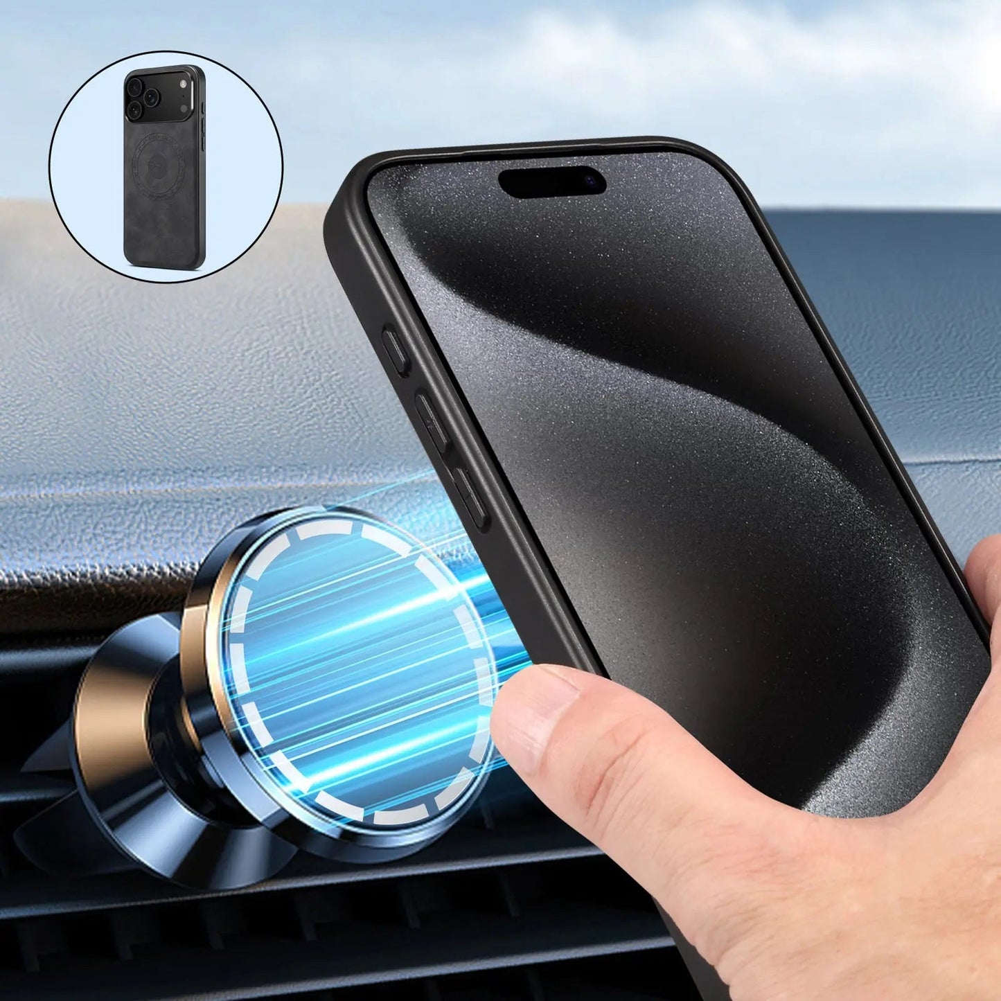 MagSafe Leather iPhone Case –  Full Protection (Black)  | PE260045