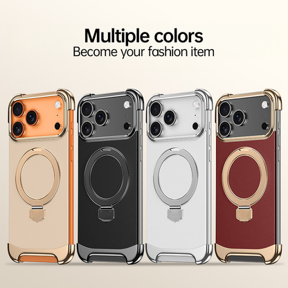 YUNKEY Magnetic Leather iPhone Case with Built-in Metal Stand