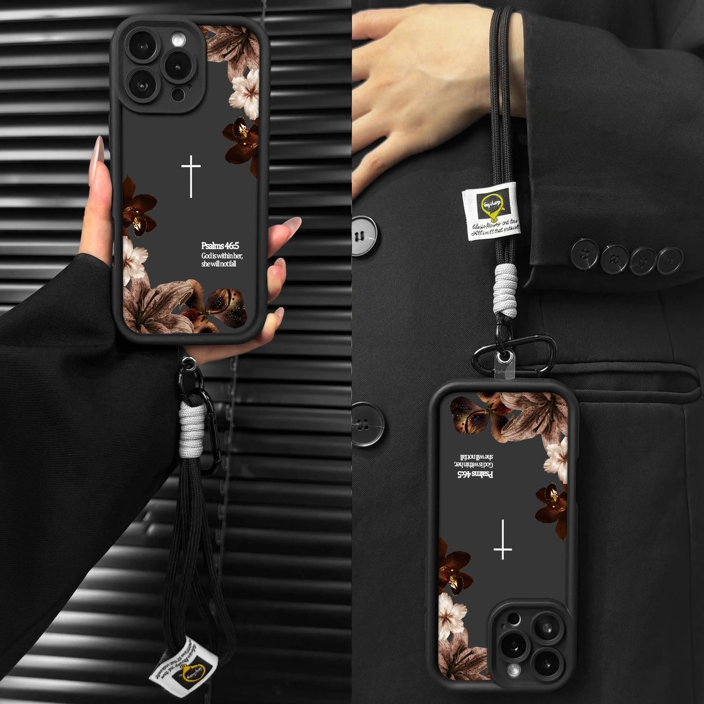 God Faith-Inspired Cross iPhone Case -Amen-Quiet Strength, Inspired by Psalm 46:5