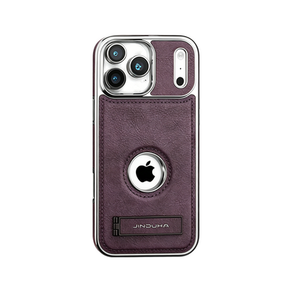 Learther iPhone Case With Stand For iPhone 17 Series Black | PE260081