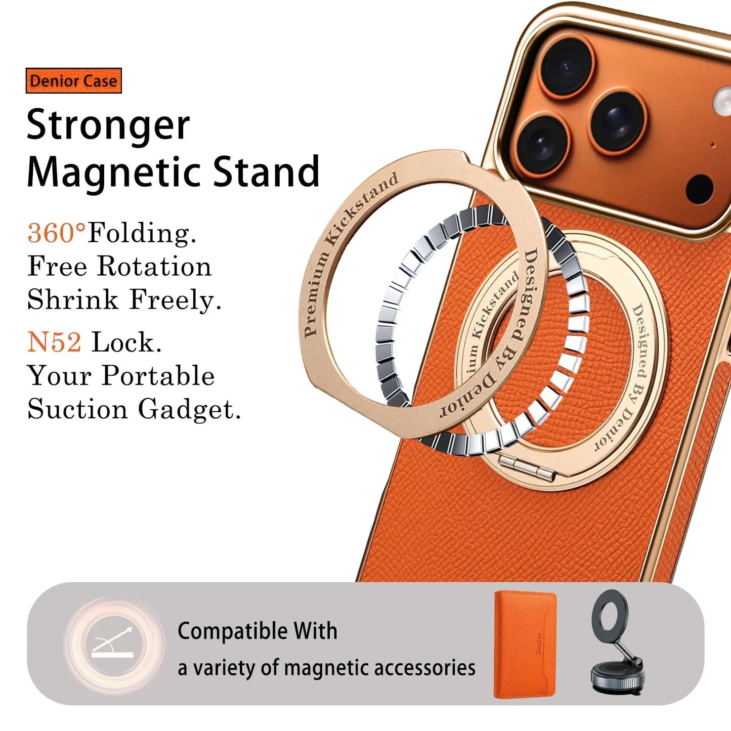 Leather iPhone Case with Grip – Full Protection (Orange)  | PE260050