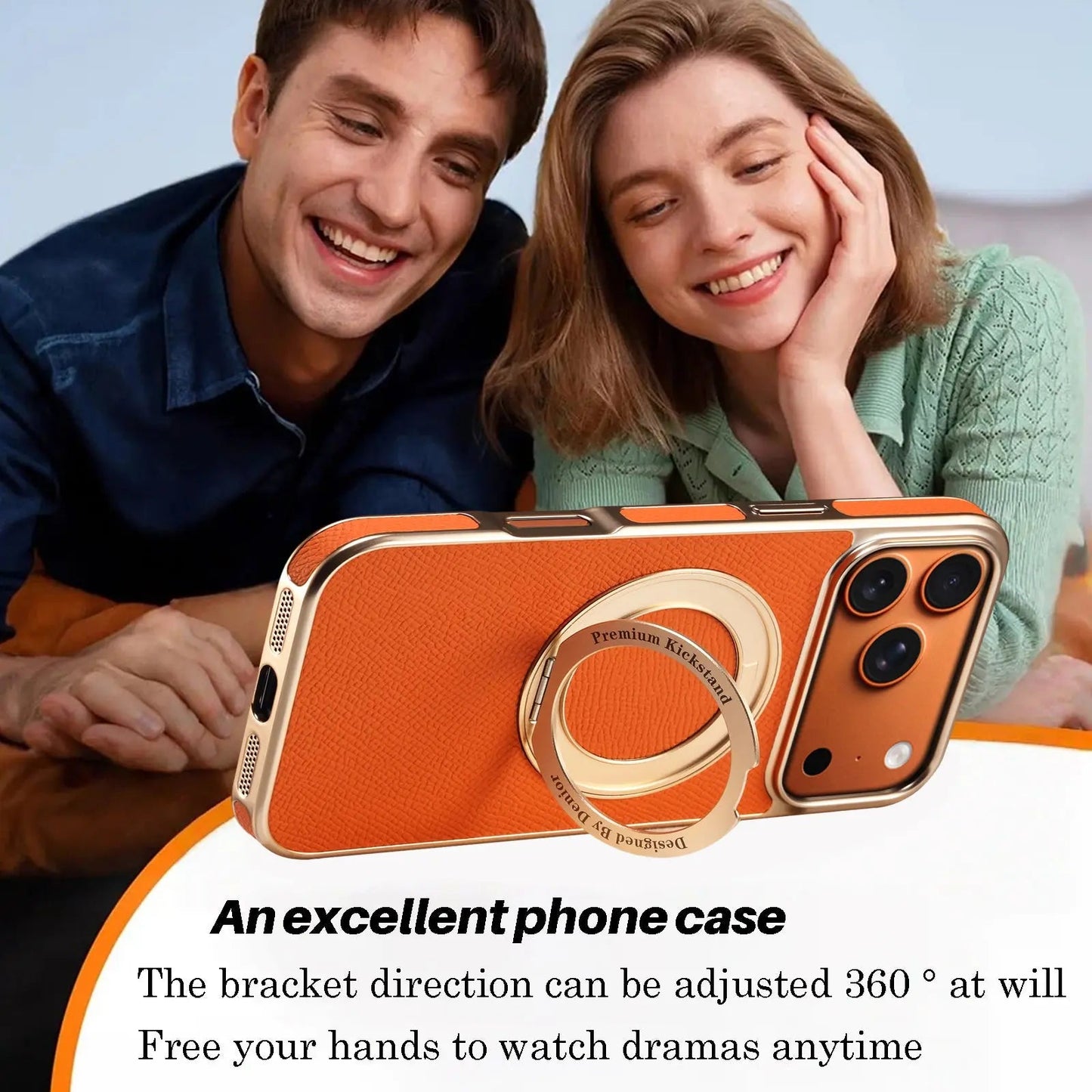 Leather iPhone Case with Grip – Full Protection (Orange)  | PE260050