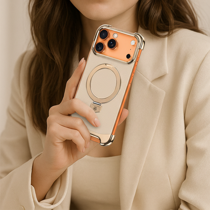 YUNKEY Magnetic Leather iPhone Case with Built-in Metal Stand