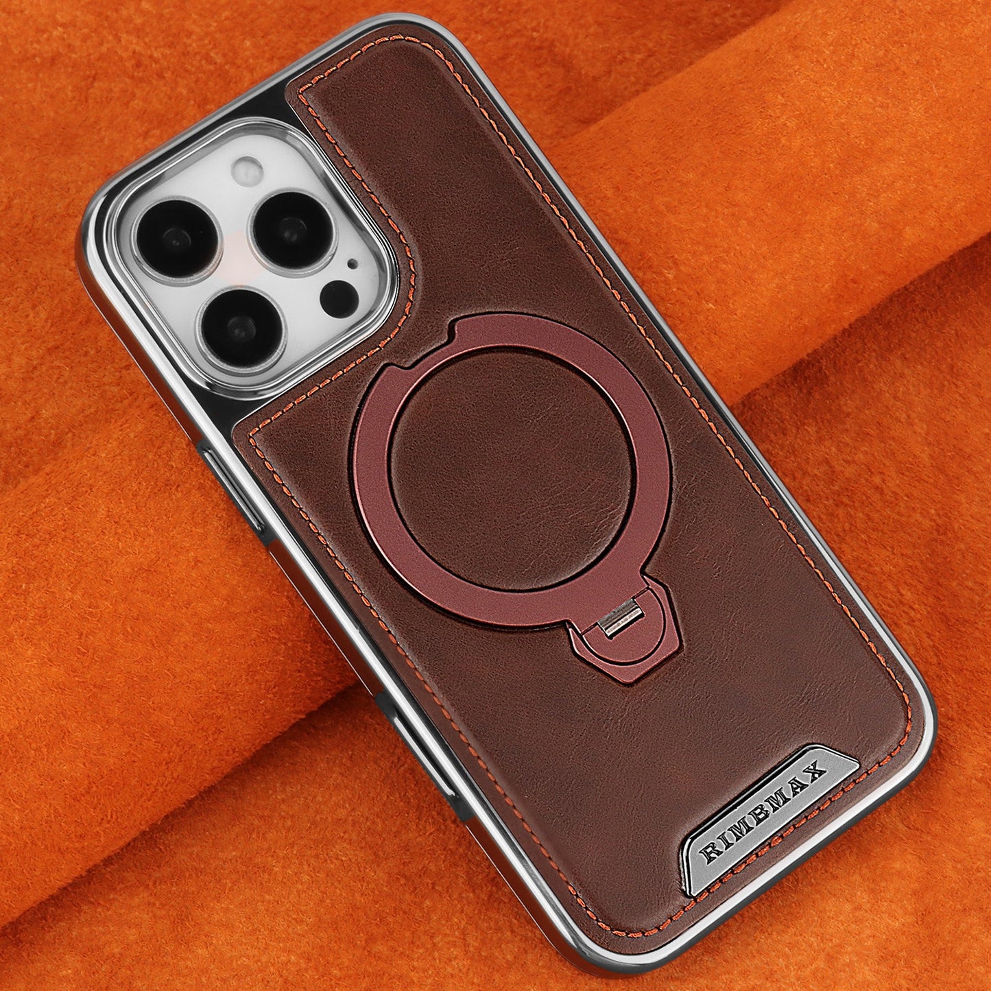 Magsafe iPhone Case With Stand Leather Style Coffee | PE260085