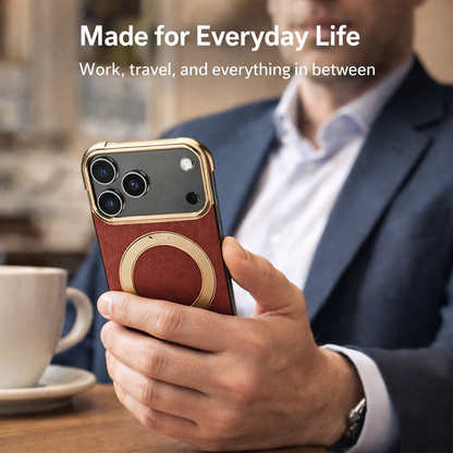YUNKEY Magnetic Leather iPhone Case with Built-in Metal Stand