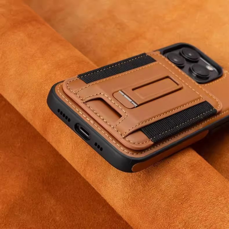 YUNKEY Premium Magnetic Leather Wallet Case For iPhone 14-17 with Detachable Stand
