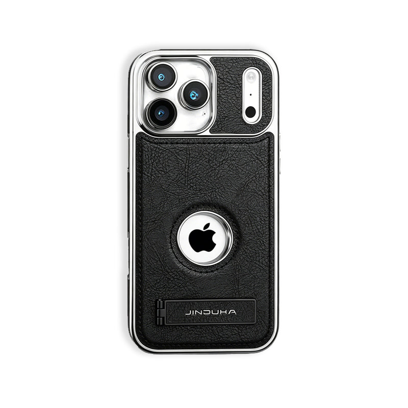 Learther iPhone Case With Stand For iPhone 17 Series Black | PE260081