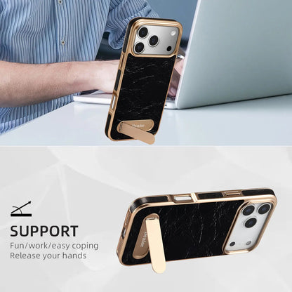 Leather iPhone Case with Stand  – Compatible with MagSafe (Black)  | PE260051