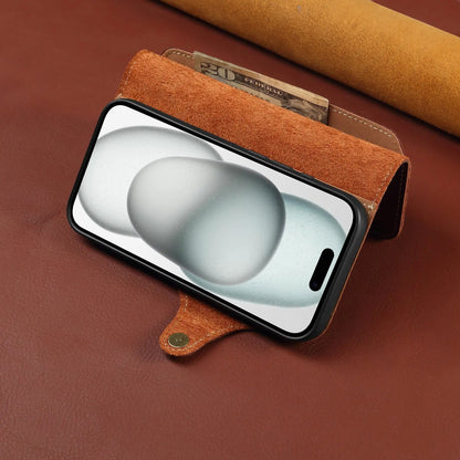 iPhone Case With Card Holder And Strap– Leather Flip Folio Protective Design (Brown)  | PE260053