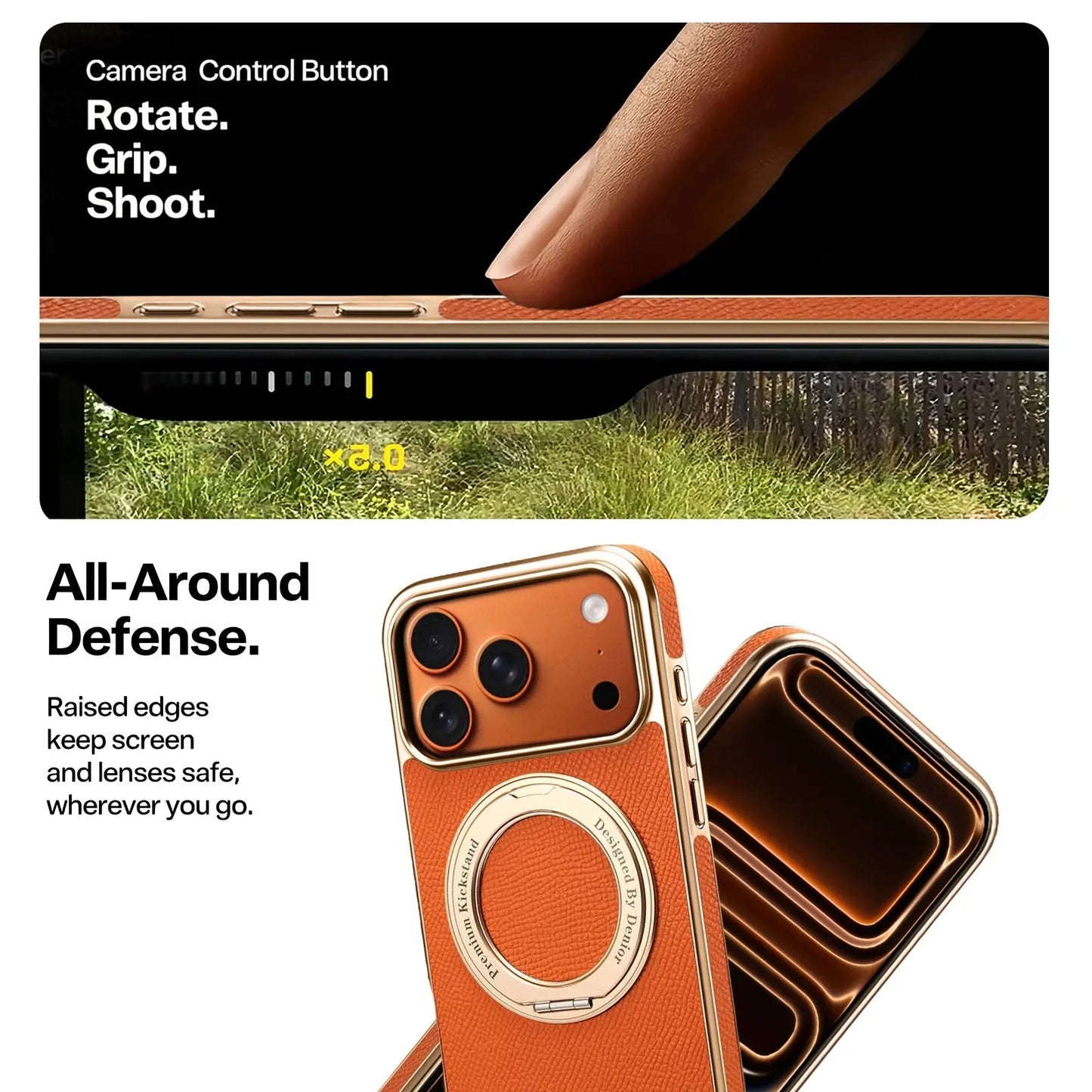 Leather iPhone Case with Grip – Full Protection (Orange)  | PE260050