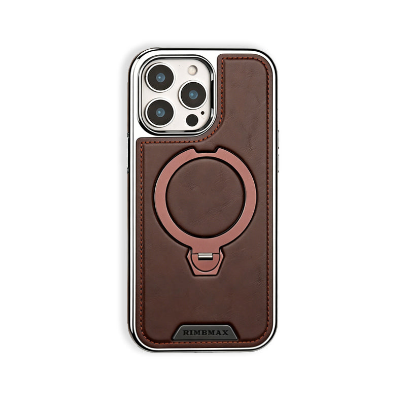 Magsafe iPhone Case With Stand Leather Style Coffee | PE260085