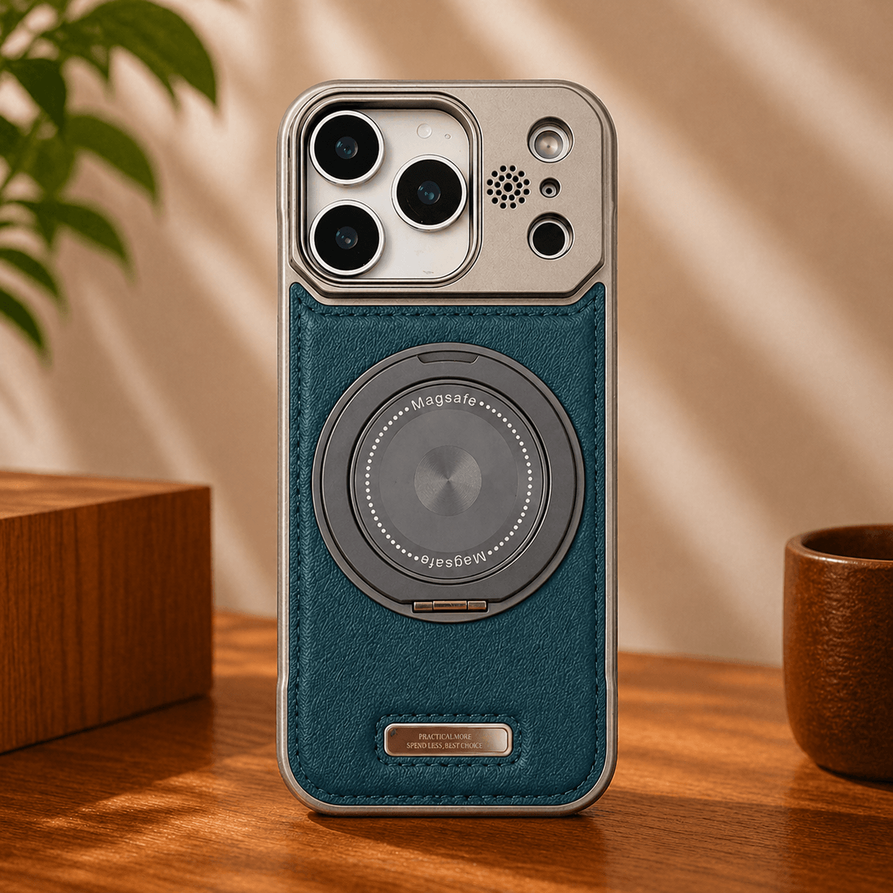 YUNKEY iPhone Semi-Enclosed Magnetic Phone Case with Rotating Stand