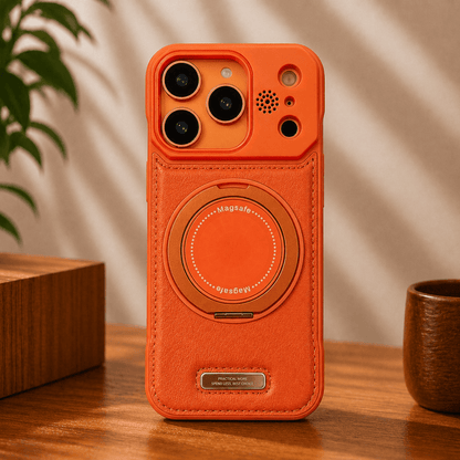 YUNKEY iPhone Semi-Enclosed Magnetic Phone Case with Rotating Stand