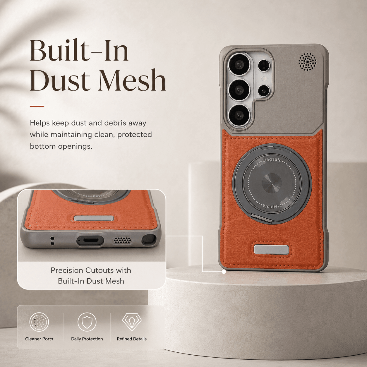 YUNKEY Samsung Semi-Enclosed Magnetic Phone Case with Rotating Stand