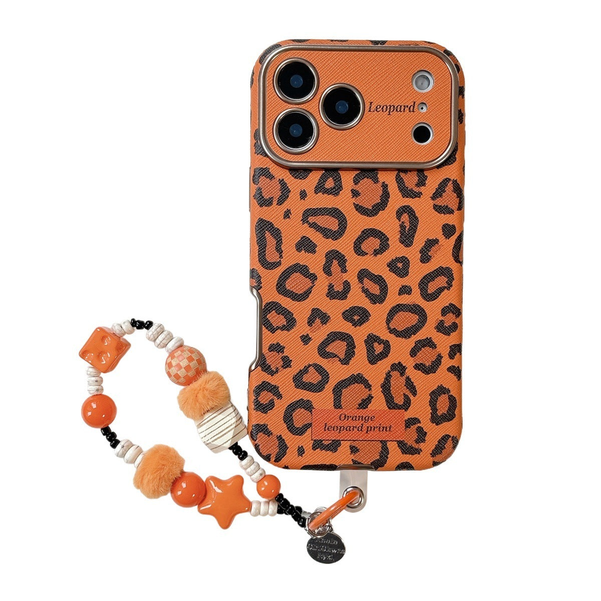 YUNKEY Lanyard Creative Orange-Background Leopard Print Case For iPhone