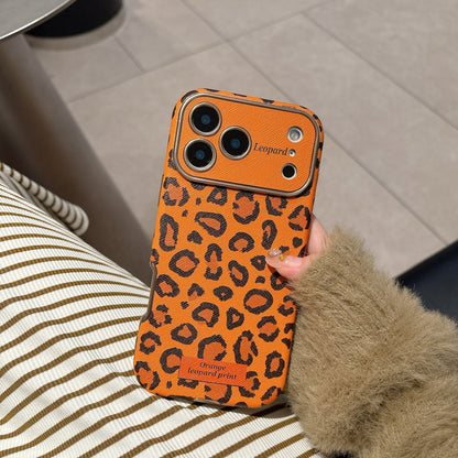 YUNKEY Lanyard Creative Orange-Background Leopard Print Case For iPhone