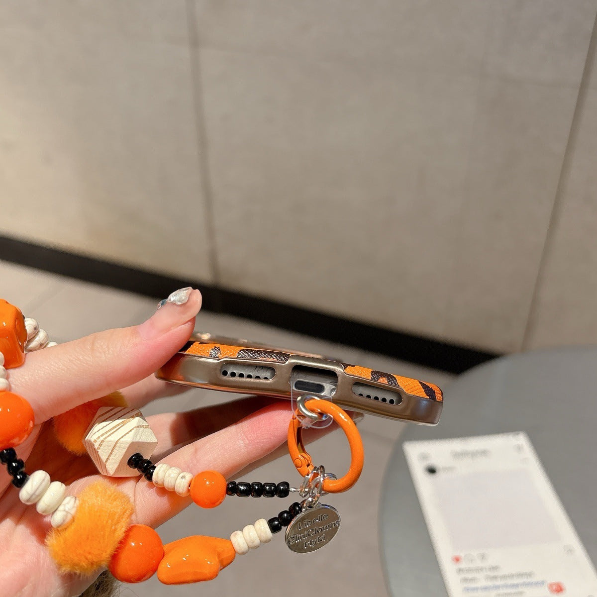 YUNKEY Lanyard Creative Orange-Background Leopard Print Case For iPhone