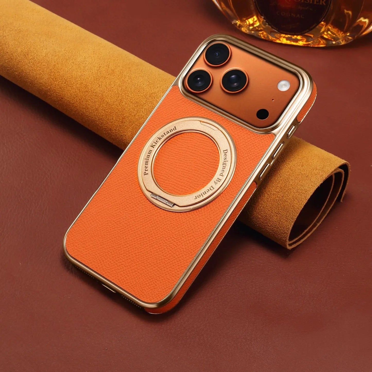 Leather iPhone Case with Grip – Full Protection (Orange)  | PE260050