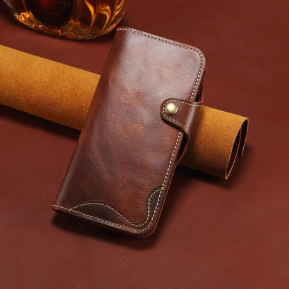 iPhone Case With Card Holder And Strap– Leather Flip Folio Protective Design (Brown)  | PE260053