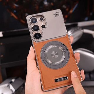YUNKEY Samsung Semi-Enclosed Magnetic Phone Case with Rotating Stand